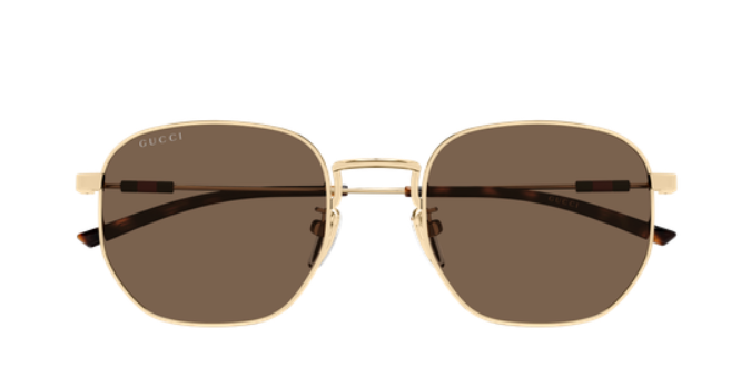 Gucci GG2095S 004 Front - Gucci GG2095S 004 luxury sunglasses with gold metal frame and brown lenses